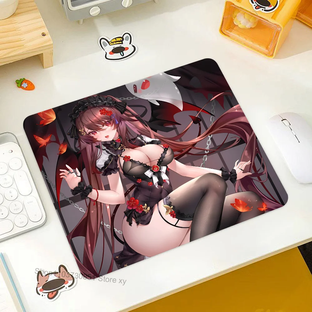 Game Genshin Impact Hu Tao Mousepad Small LockEdge Mouse Pad For Gamers Computer Desk Pad Rectangular Anti-slip Rubber