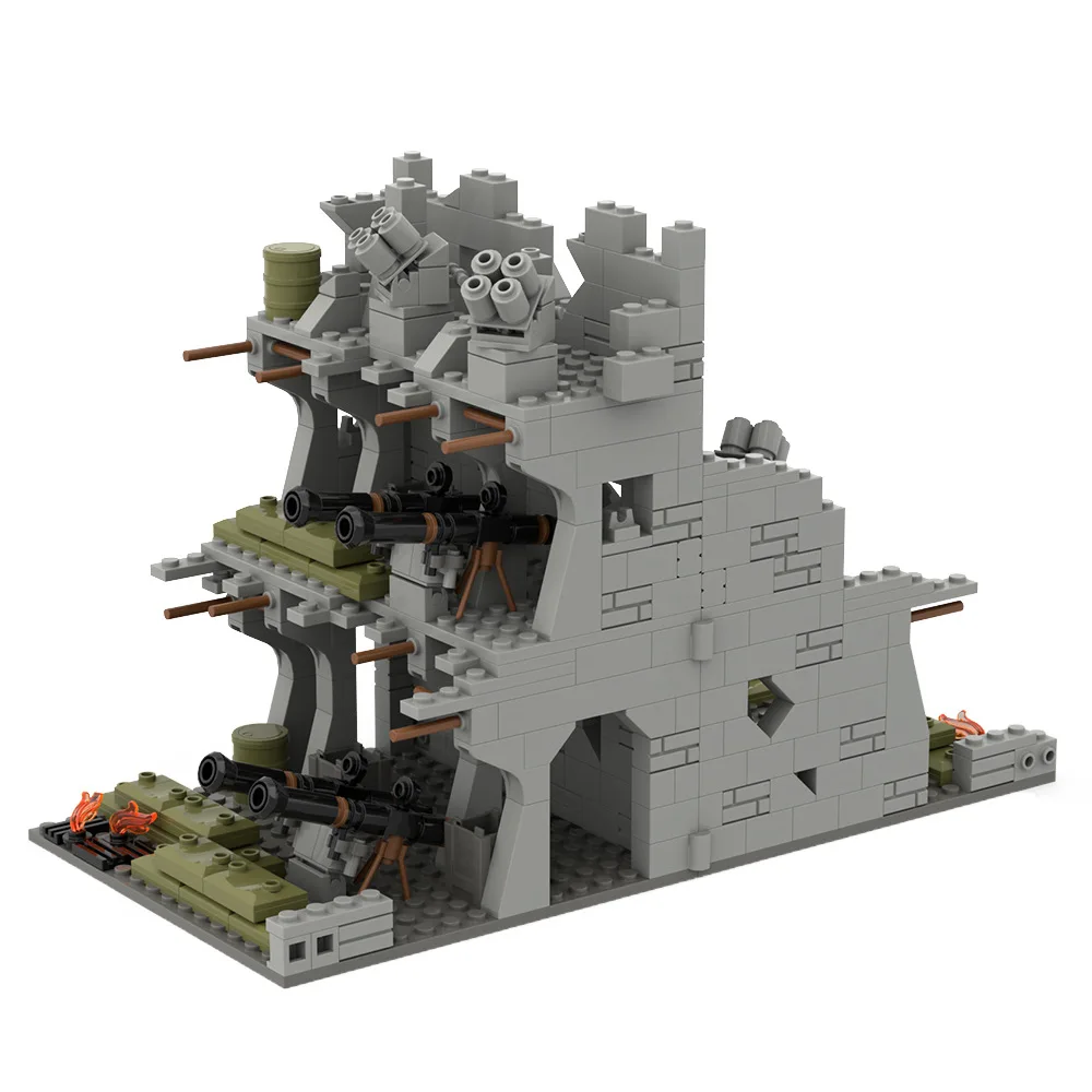 

496pcs Military scene Recoilless gun base Building Blocks kit Weapons cannons shelters sandbags DIY Military Bircks Toys