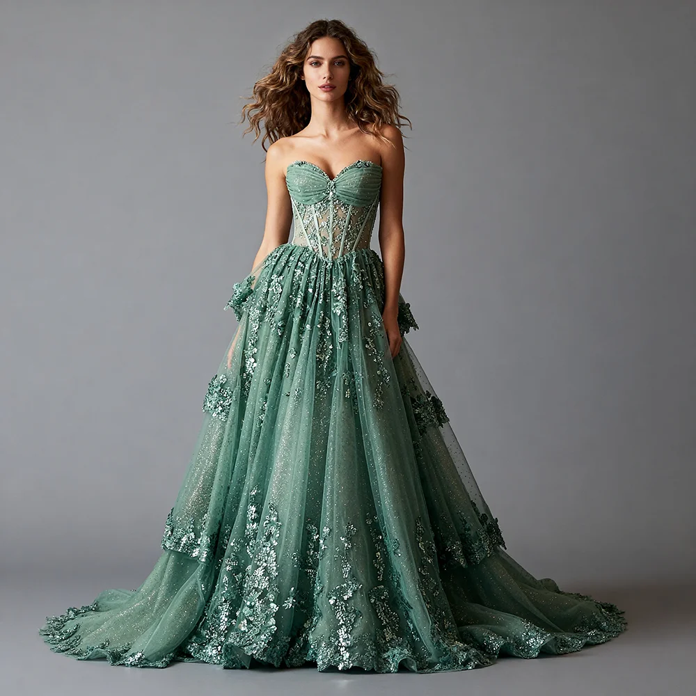 

Luxury Custom Made Tiered Formal & Evening Gowns Elegant Formal Dress for Photo Shoot Weddings Dresses Bridal Robes De Cocktail