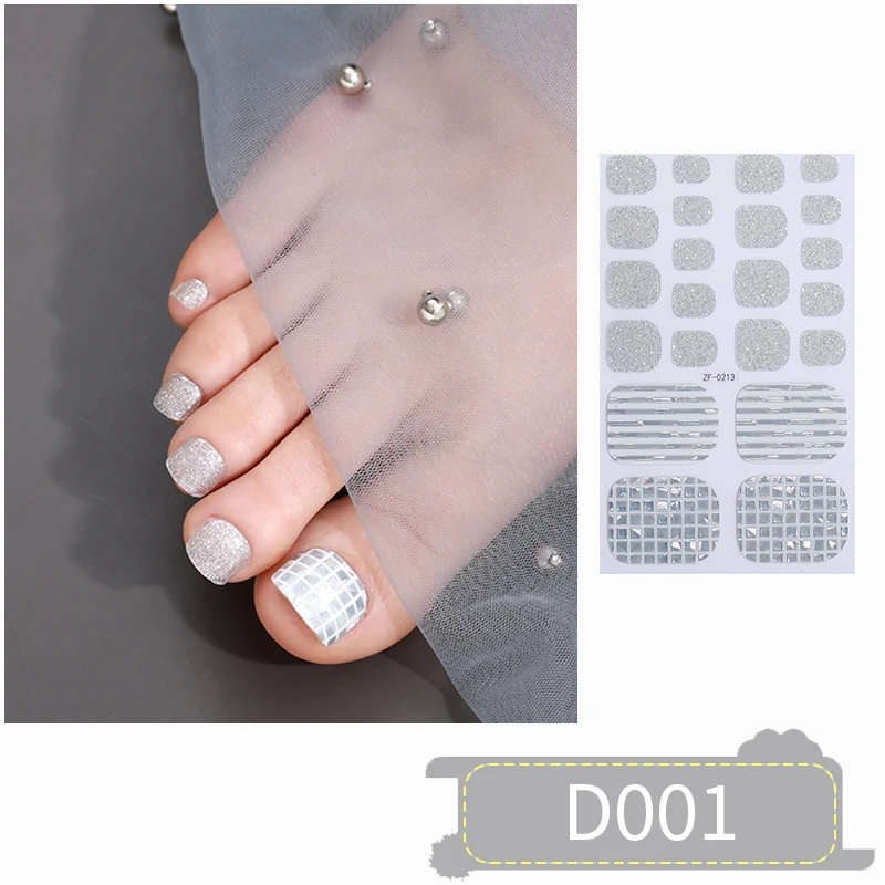 Pasta Gel de Unha para Manicure, Adesivos Cobertura Completa para Unhas dos Dedos, Decalques Coloridos, Lâmpada Sem Cozimento, Gel Totalmente Curado, 3D, 22 Dicas