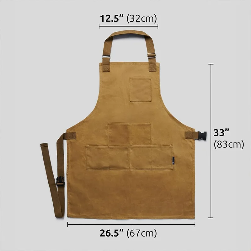 Waterproof Auto Woodworker Multifunctional Pocket Chef Adjustable American Heavy Industry Mechanic Canvas Sleeve Canvas Apron