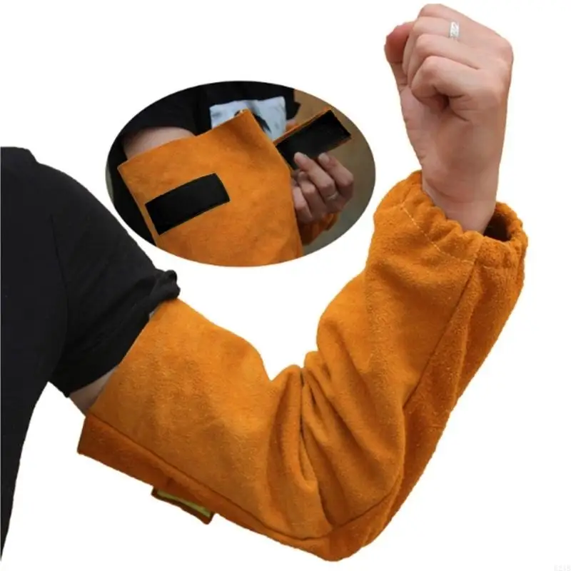 Leather Welding Arm Guards Sleeves Flameproof with Heat Resistant Properties for Metal Workers Metalwork Mechanics 2pcs view 4