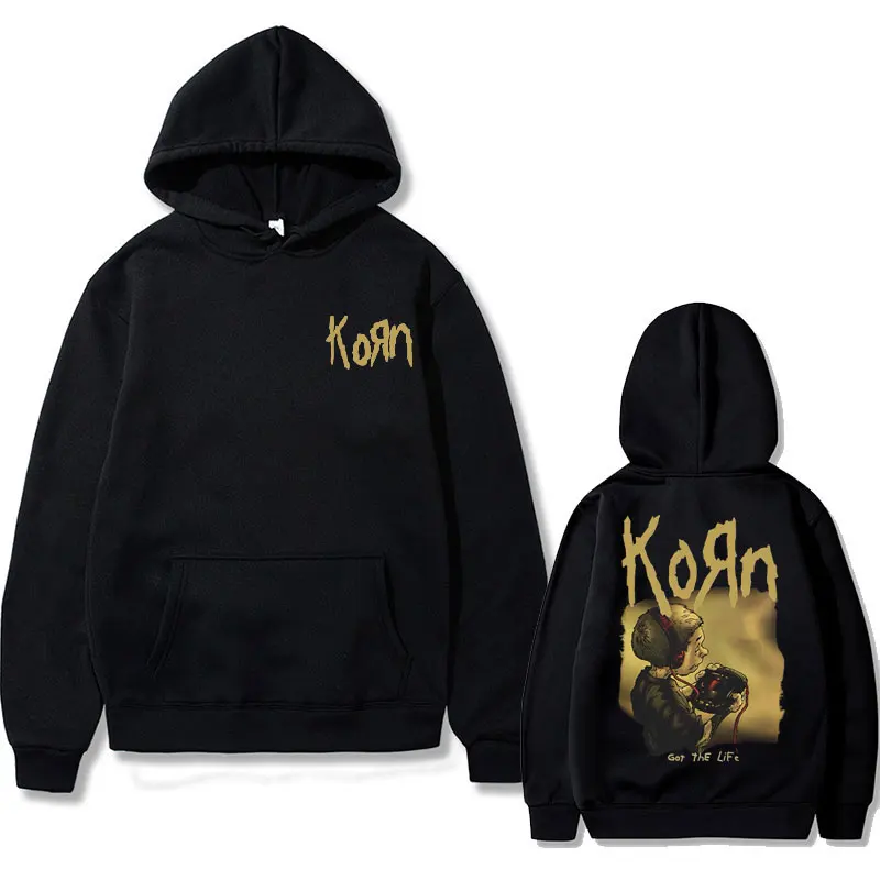 

90s Vintage Rock Band Korn Got The Life Hoodie Streetwear Men's Casual Sweatshirt Unisex Oversized Hoodies Men Loose Pullover