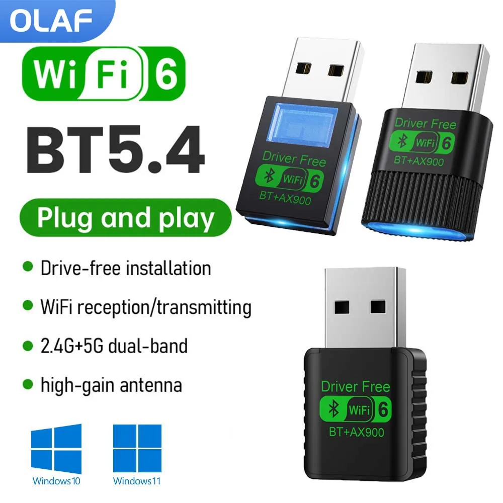 2 in 1 AX900 WiFi6 USB Adapter Bluetooth 5.4 Dual Band 2.4G&5GHz Dongle USB Wireless Network Wlan Receiver DRIVER FREE Win10/11