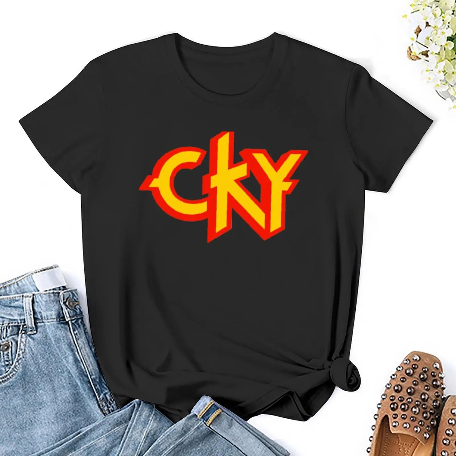 تي شيرت كبير الحجم مطبوع من CKY-Animal للفتيات والنساء ، فضفاض ، قميص تمرين