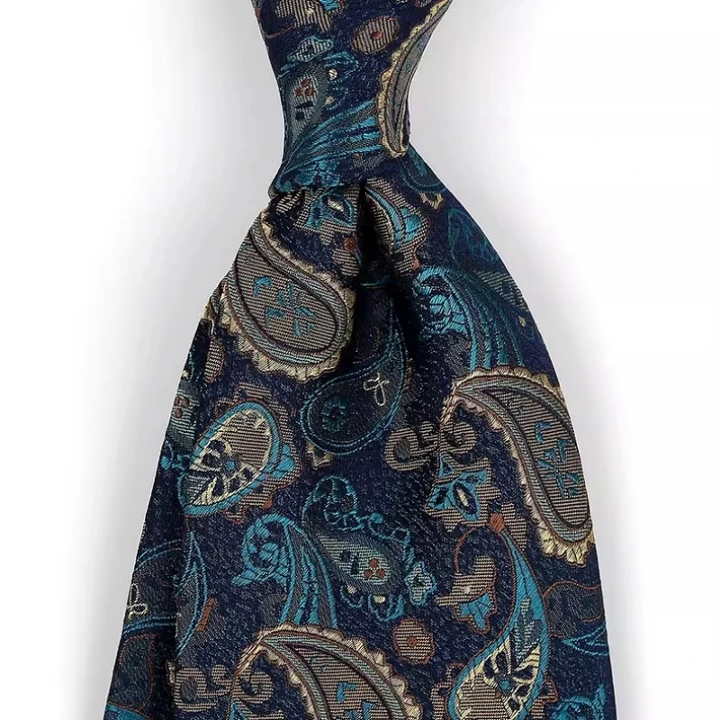 ربطة عنق حريرية فاخرة للعريس - ربطة عنق حرير التوت 100% مع نمط زهور عتيقة، صندوق هدايا الزفاف متضمن