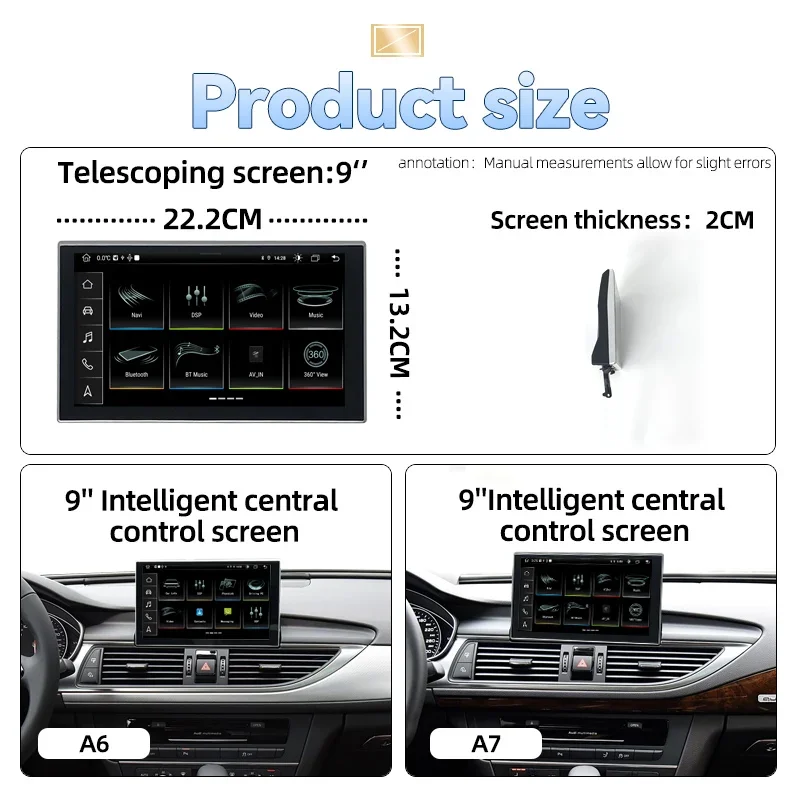 9 Inch 8 Core Android13 System Car DVD Player Multimedia GPS Navigation Carplay for A6 C7 A7 2012-2018