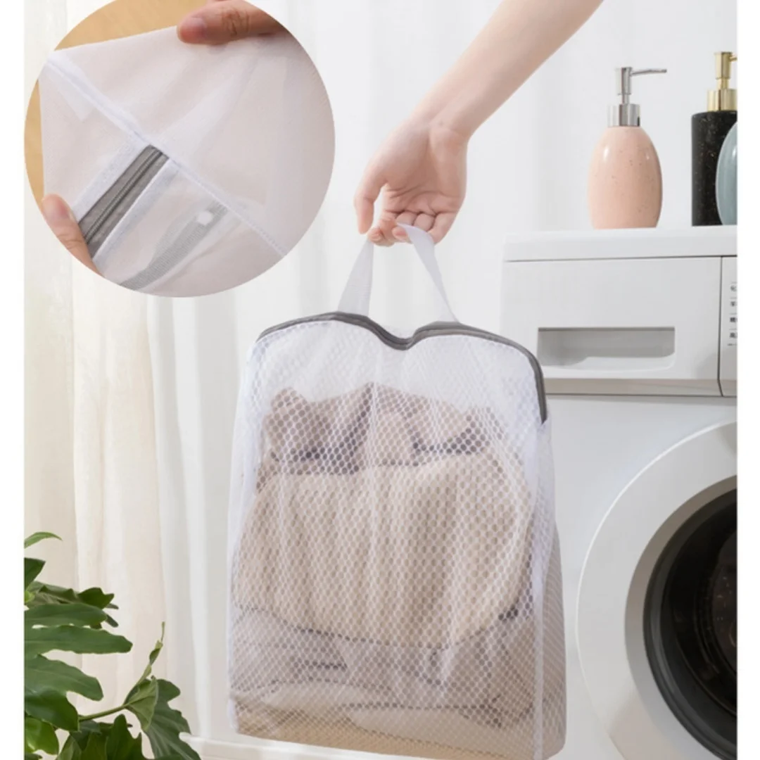 1pc Mesh Zipped Laundry Bag Polyester Net Anti-Deformation Underwear Bra Clothes Mesh Bags For Home Washing Machines