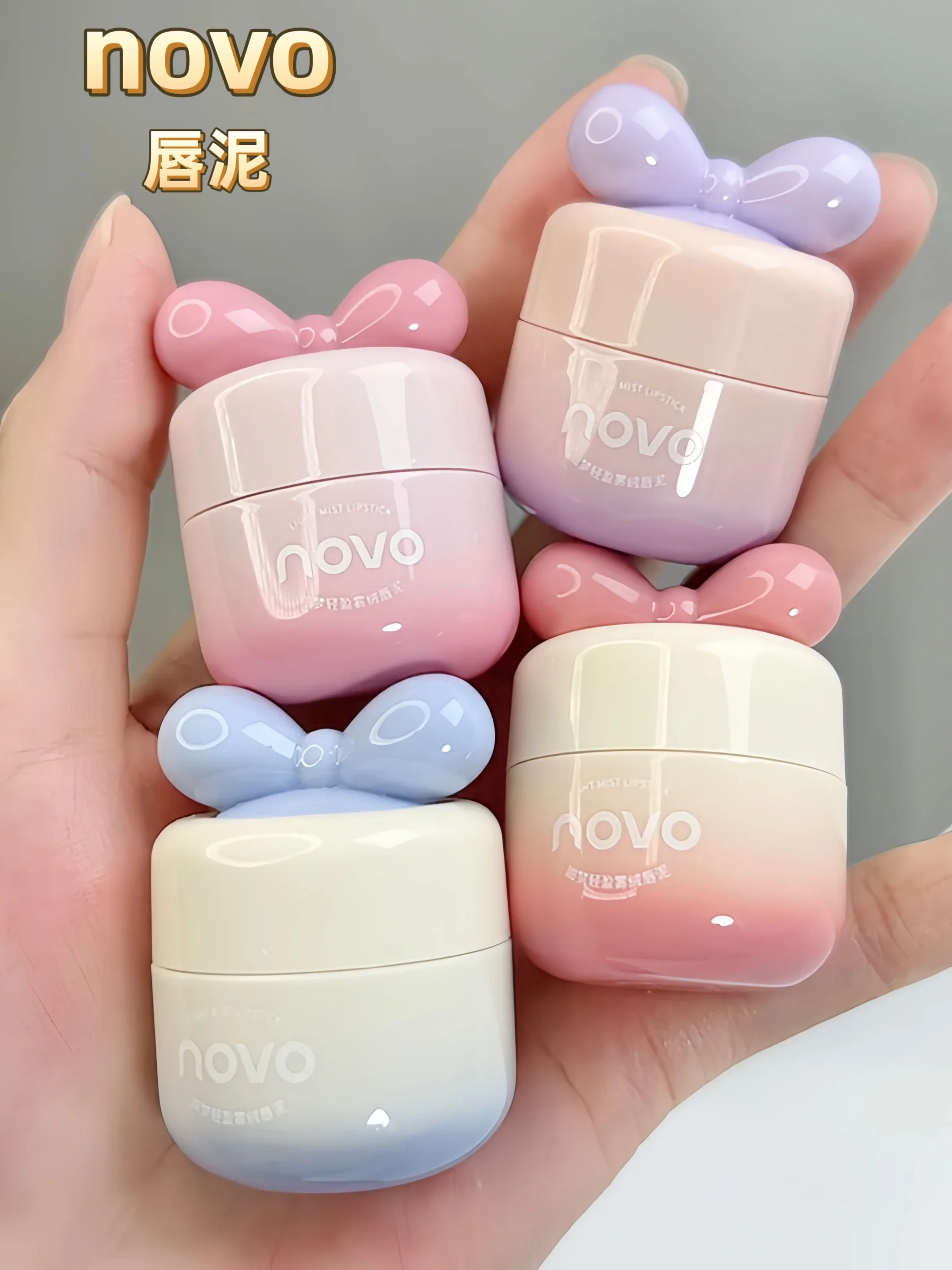 

Novo Lip Mud Matte Lipstick in Jar Cute Lip Glaze Lip Gloss Hydrate Waterproof Long-lasting Females Makeup Rare Beauty Cosmetics