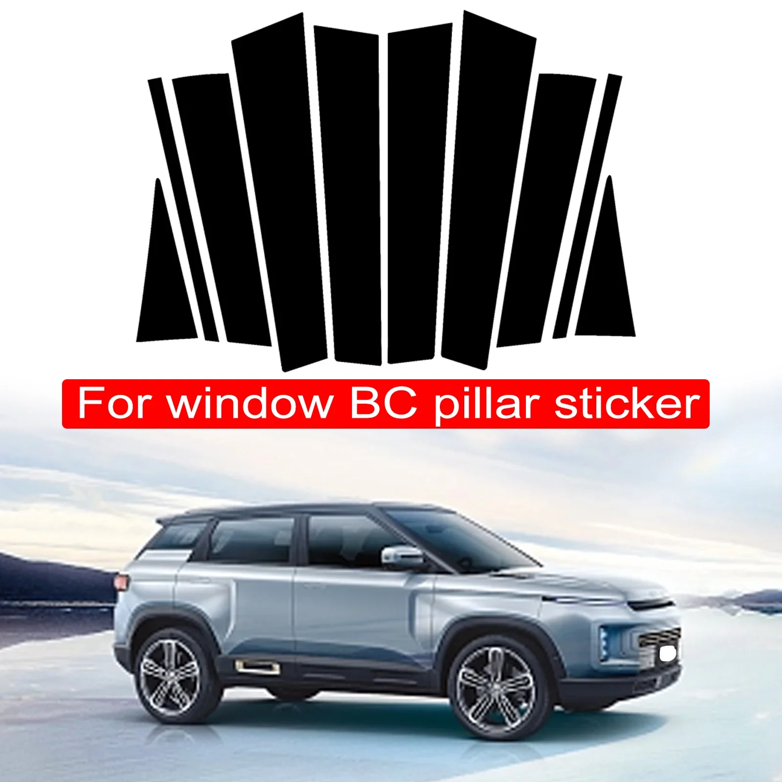 

10PCS Polished Pillar Posts Fit For Geely Atlas 2016-2020 Window Trim Cover BC Column Accessories Sticker Gloss Black