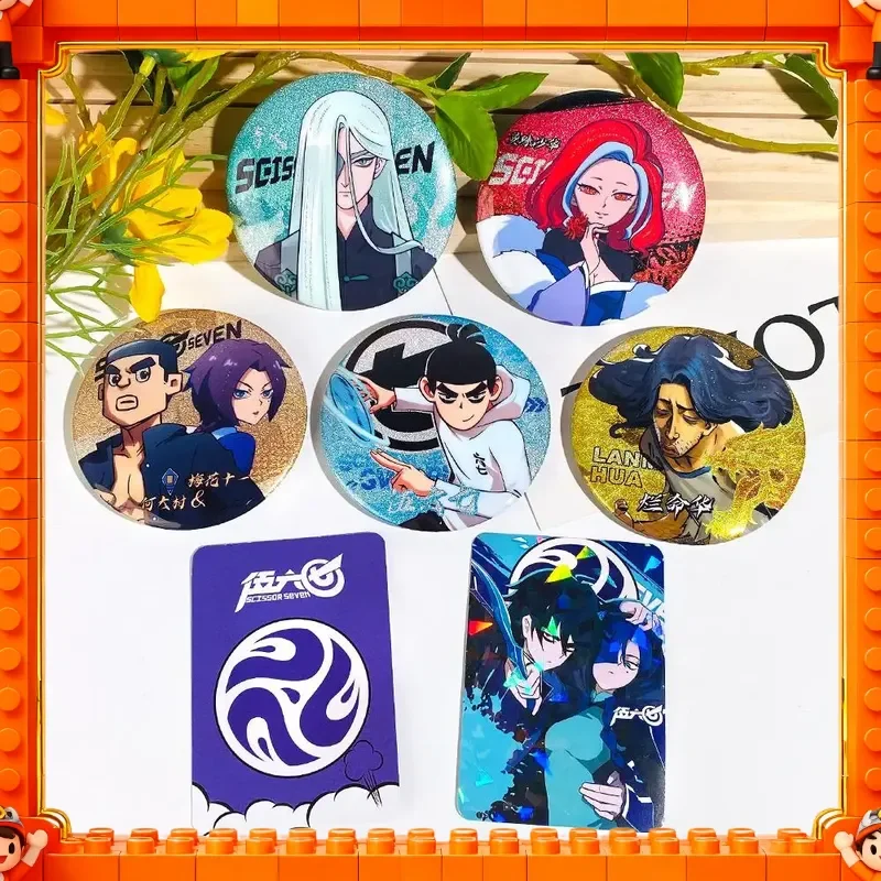 NEW Scissor Seven Merch: 75mm Double Sparkle Badge Pins Set Blind