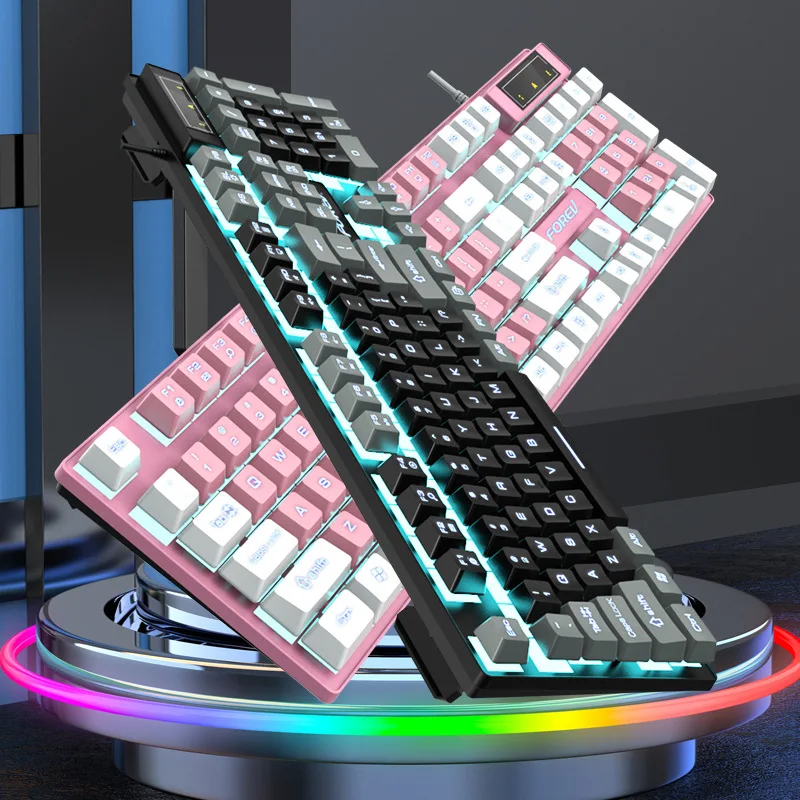 Color blocked keyboard for esports games wired luminous contrasting mechanical feel  keyboard