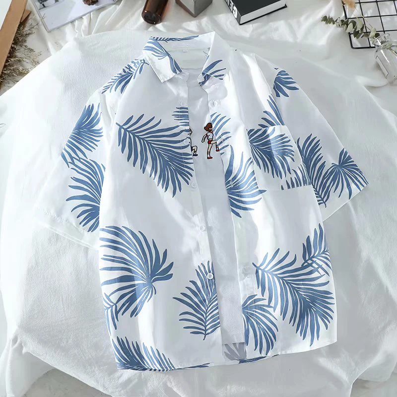 Hawaii Short Sleeve Floral Shirt Men's Summer Casual Beach Style Fashionable Lightweight Loose Fit Sun Protection Top