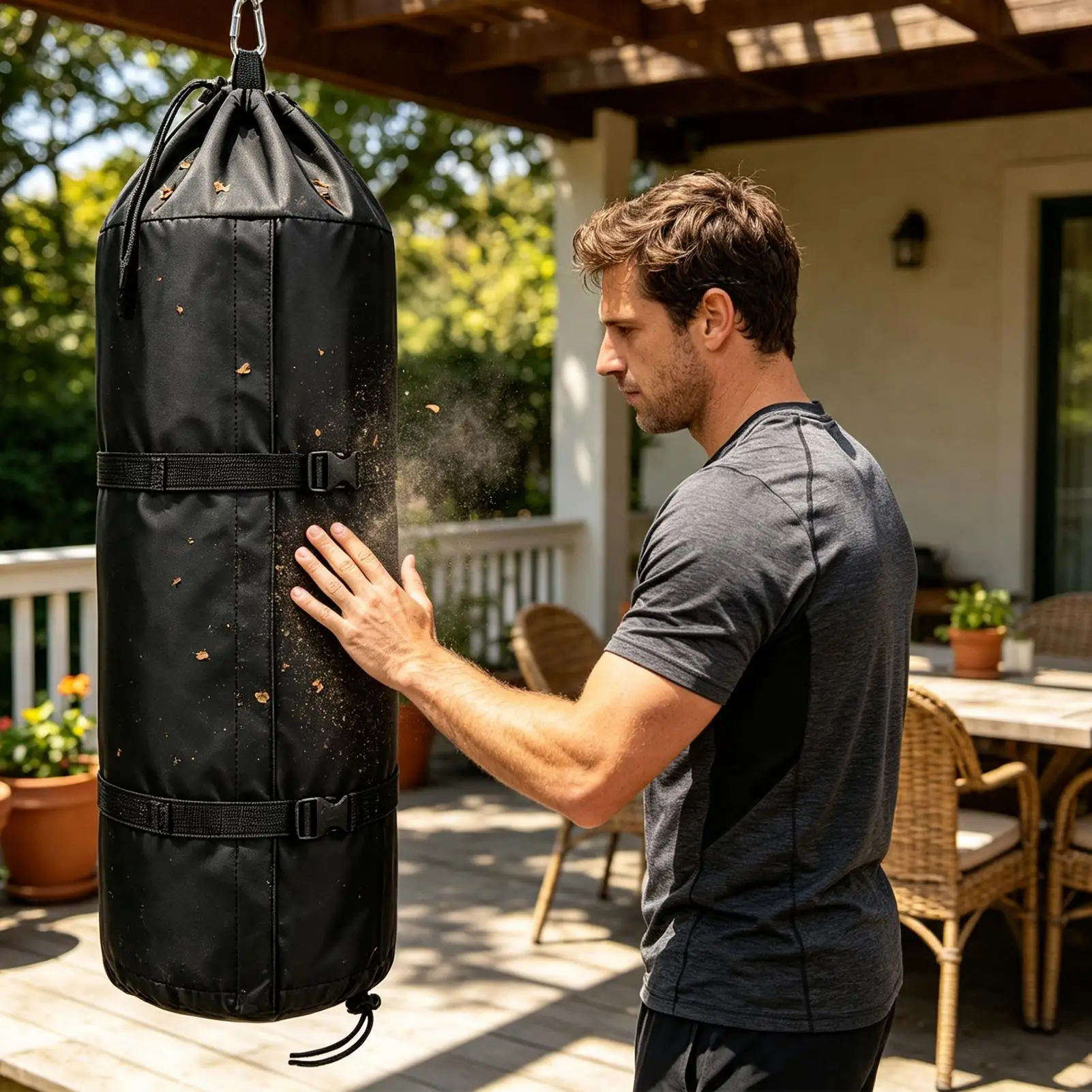 Waterproof 600D Oxford Hanging Boxing Sandbag Cover With Dualed Drawstrings For Outdoor Fitness Training Punching Bag Protection