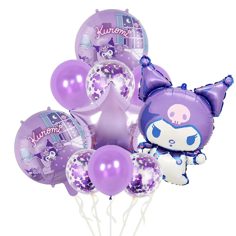 10PCS Sanrio Kuromi Cinnamoroll Themed Balloon Set Aluminum Foil Party Balloons for Birthday, Christmas, Halloween, Mardi Gras