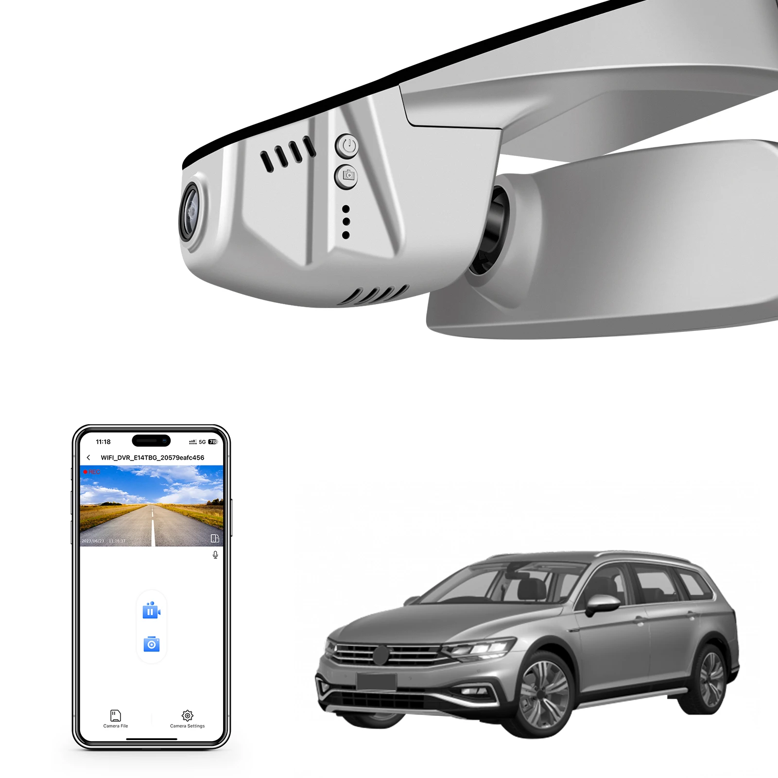 Mangoal 4K Dashcam voor VW Passat B8 Autocamera Recorder 2015-2024 (Model A/B) HD Nachtzicht WiFi APP GPS Dashcam