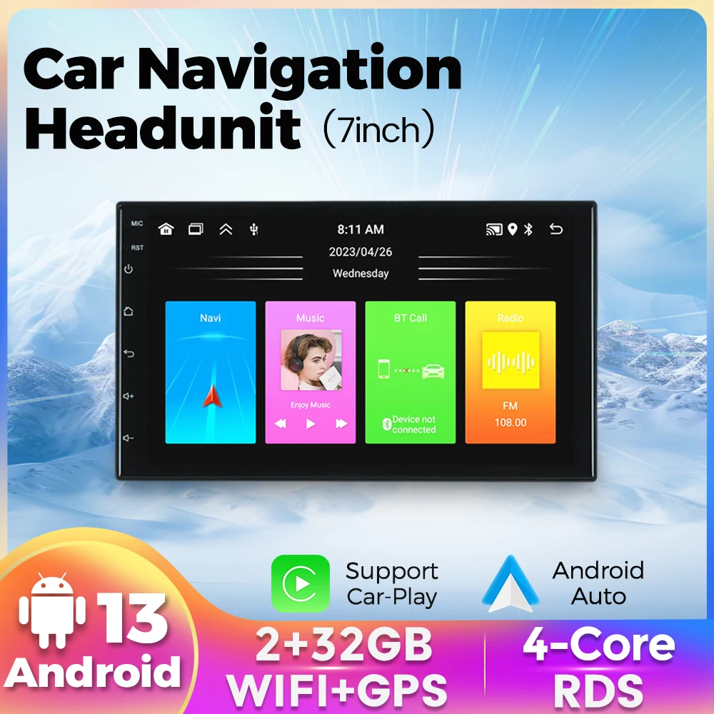 

7inch Android Car Multimedia Video Player Universal 2DIN Stereo Carplay Auto Radio GPS For Volkswagen Nissan Hyundai Kia Toyota