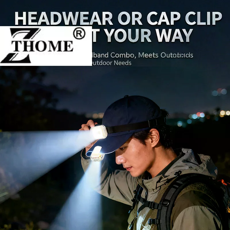 Mini Headlamp Running Light Outdoor Night Running Rechargeable Portable Clothes Clip Light Headband Flashlight