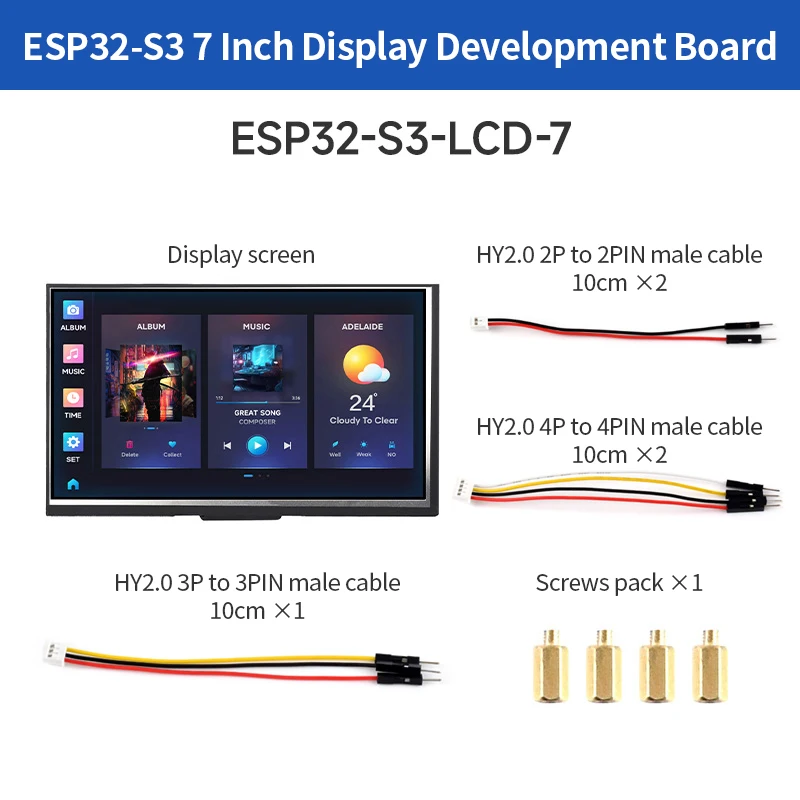 

ESP32-S3 7 Inch LCD Display Development Board 800x480 Xtensa LX7 Dual-core Processor Support WiFi&Bluetooth For GUI LVGL