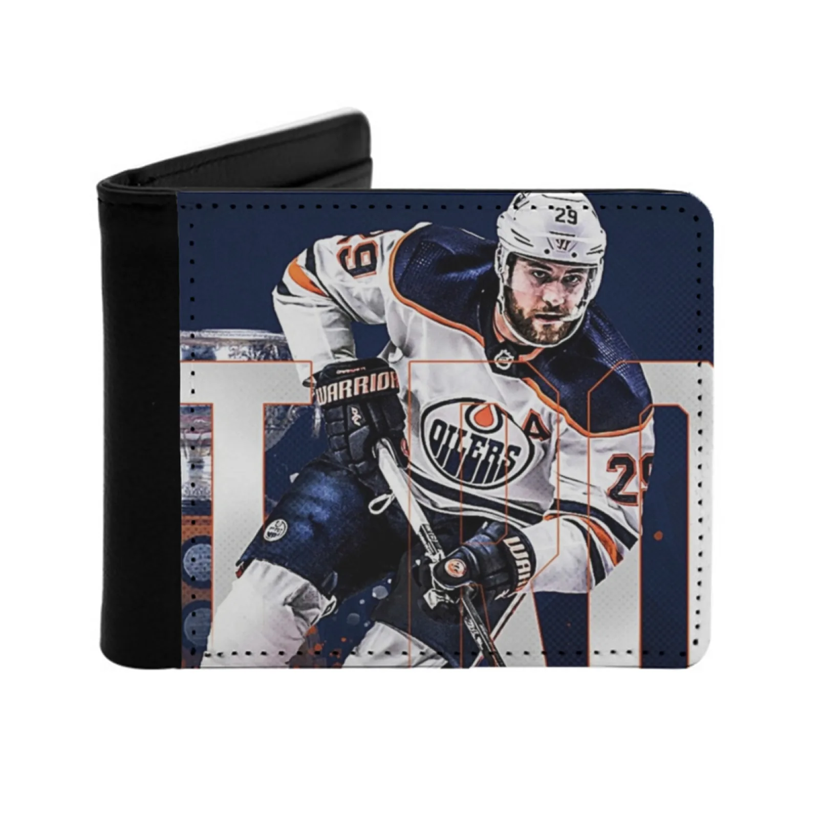 Leon Art Ross Personalized Men's Leather Wallet Short Vintage Purse Credit Card Wallet Leon Draisaitl Edm Edmonton Oiler Hockey