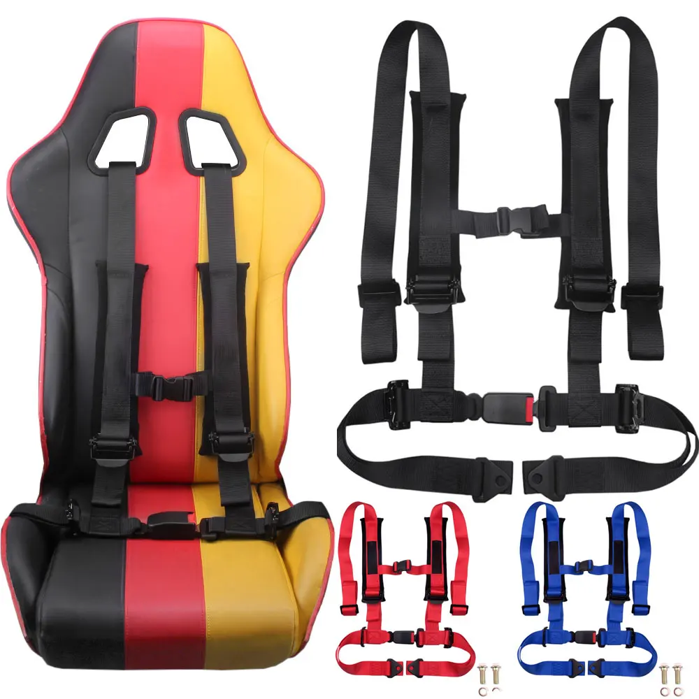 Universal Car Safety Seat Belt 2 inch 4 Point Fixing Mounting Quick Release Nylon Sports Racing Harness Safety Belt Auto Parts
