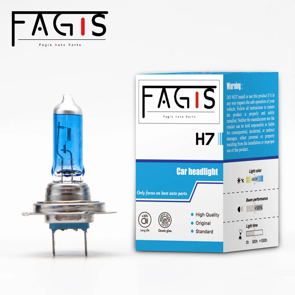 Fagis 1 Pcs H7 12V 55W Super Bright White Fog Lights Halogen Bulb High Power Car Headlights Lamp Car Light Source parking