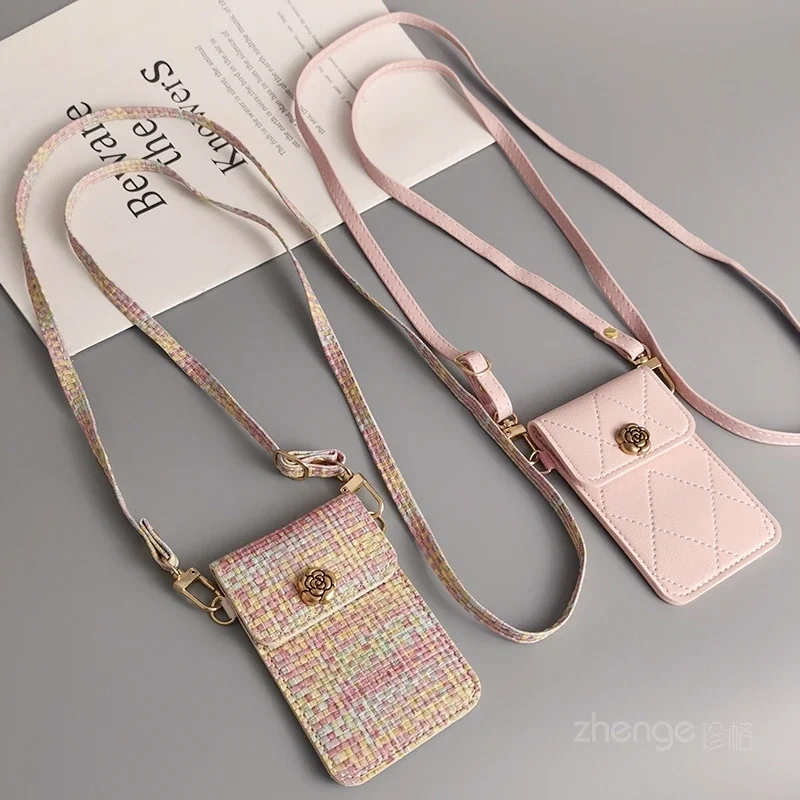 Mini Card Bag Crossbody Bag Women's Hanging Neck Strap Back Rope Detachable Small Bag Can Hold Room Card Key Card Hanging Rope