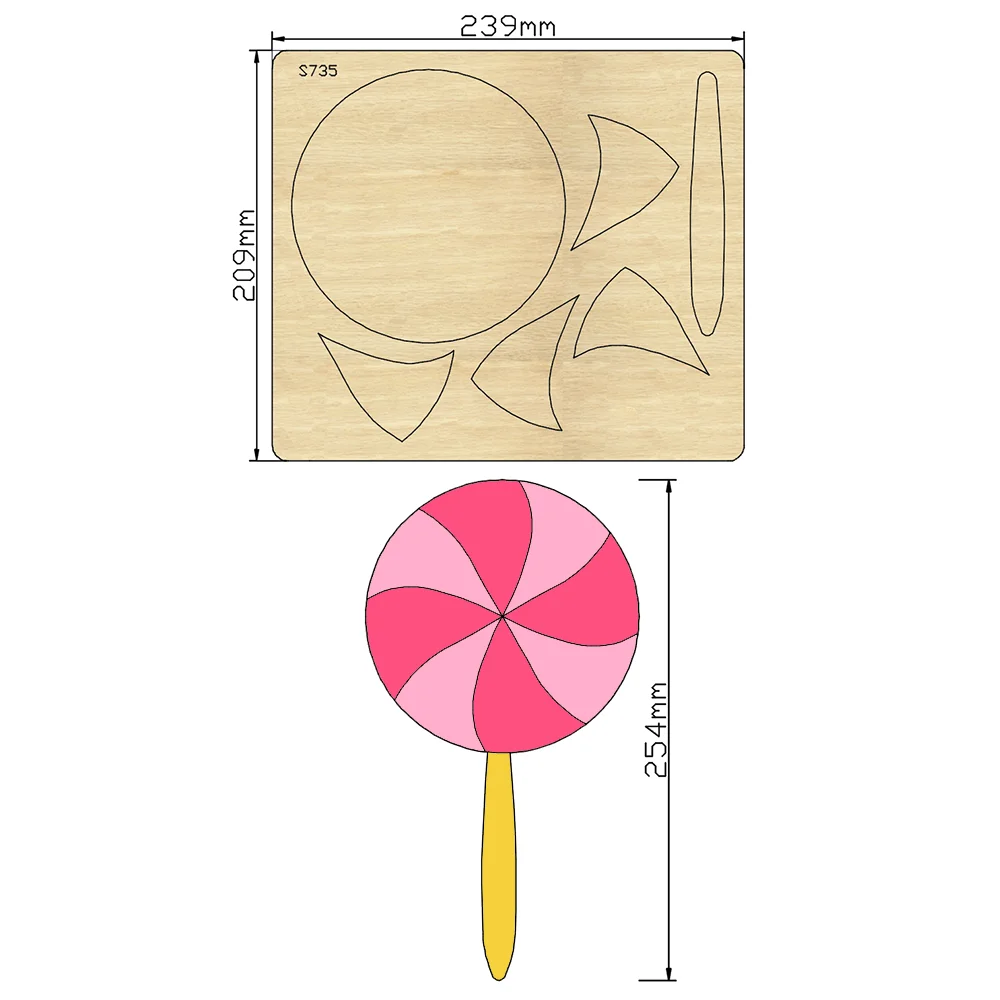 New Lollipops Candy Cutting Dies Wooden Knife Die Compatible With Most Manual Die Cut Cutters