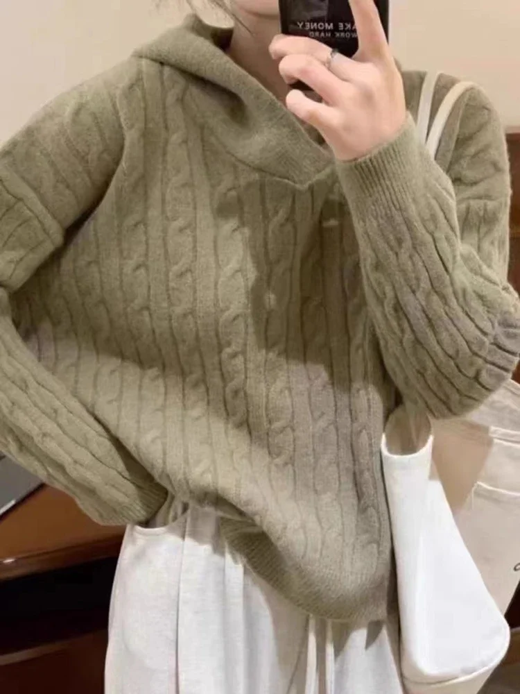 

Корейский женский свитер, свободные водолазки, теплый однотонный пуловер, трикотаж, базовые женские топы, осень-зима 2025