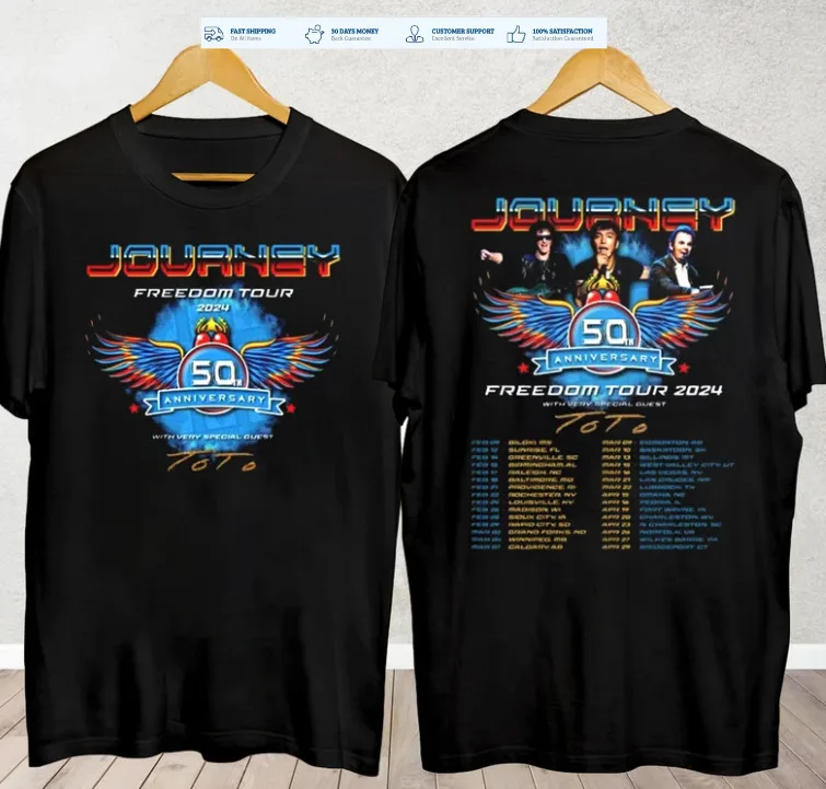 

Journey 2024 Tour Freedom T-Shirt Toto Concert S-5xl Gift Shirt Fans Music Band