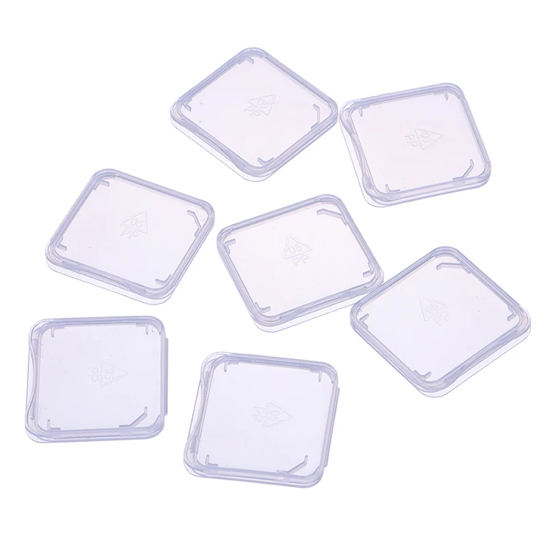 【C】10pcs Memory Card Case Box Protective Case For SD SDHC MMC XD CF Card Transparent