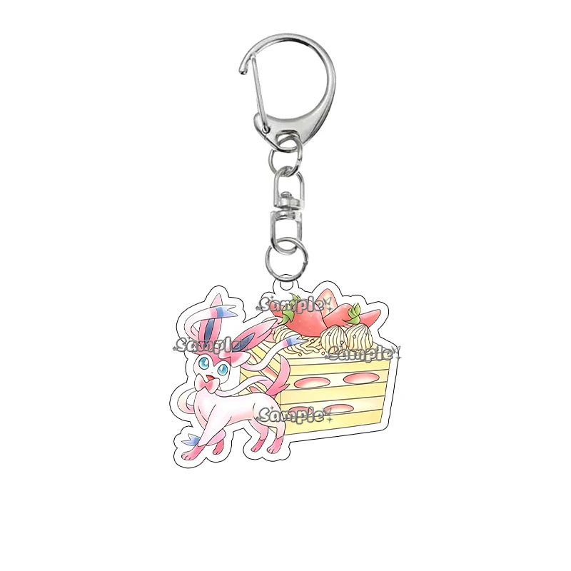 Kawaii Pocket Monsters Eevee Dessert Themed Acrylic Keychain Umbreon Jolteon Espeon Leafeon Backpack Charm Anime Bag Accessory view 3