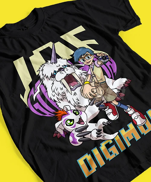 T-shirt UNISEX DIGIMON JOE Y GOMAMON TRANSFORMACIÓN IKKAKUMON