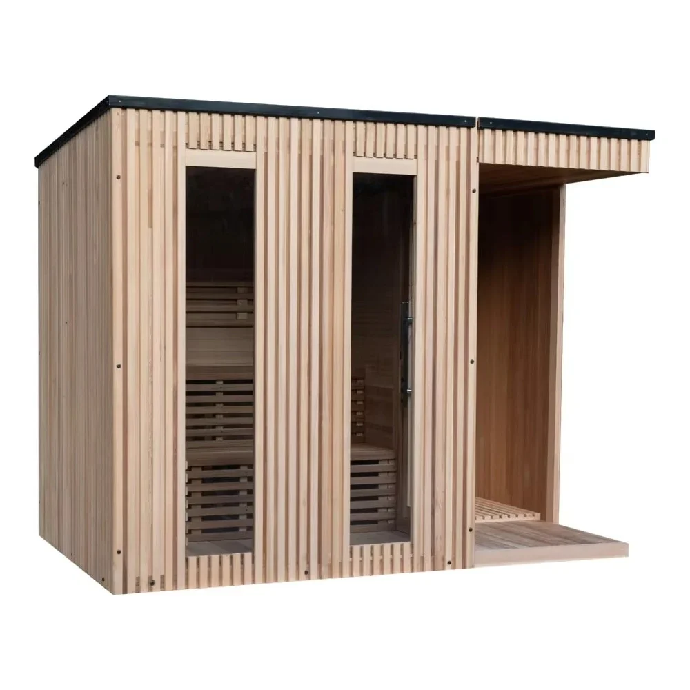 Outdoor steam cube sauna villa garden outdoor sauna with separate shower