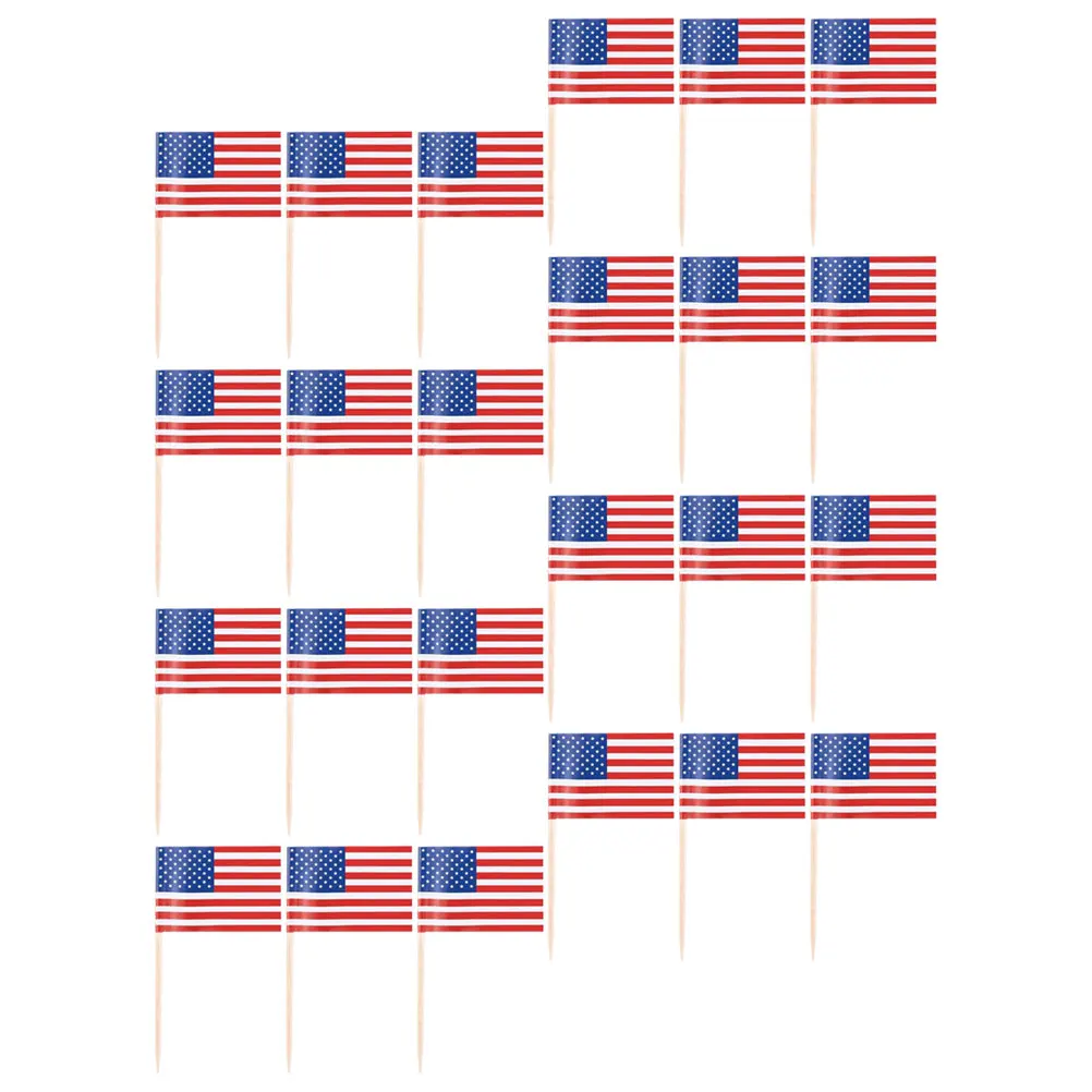 

50Pcs Independence Day Cake Picks American Flag Cupcake Toppers 4th of July Party Cake Decoration Independence Day Cakes Picks