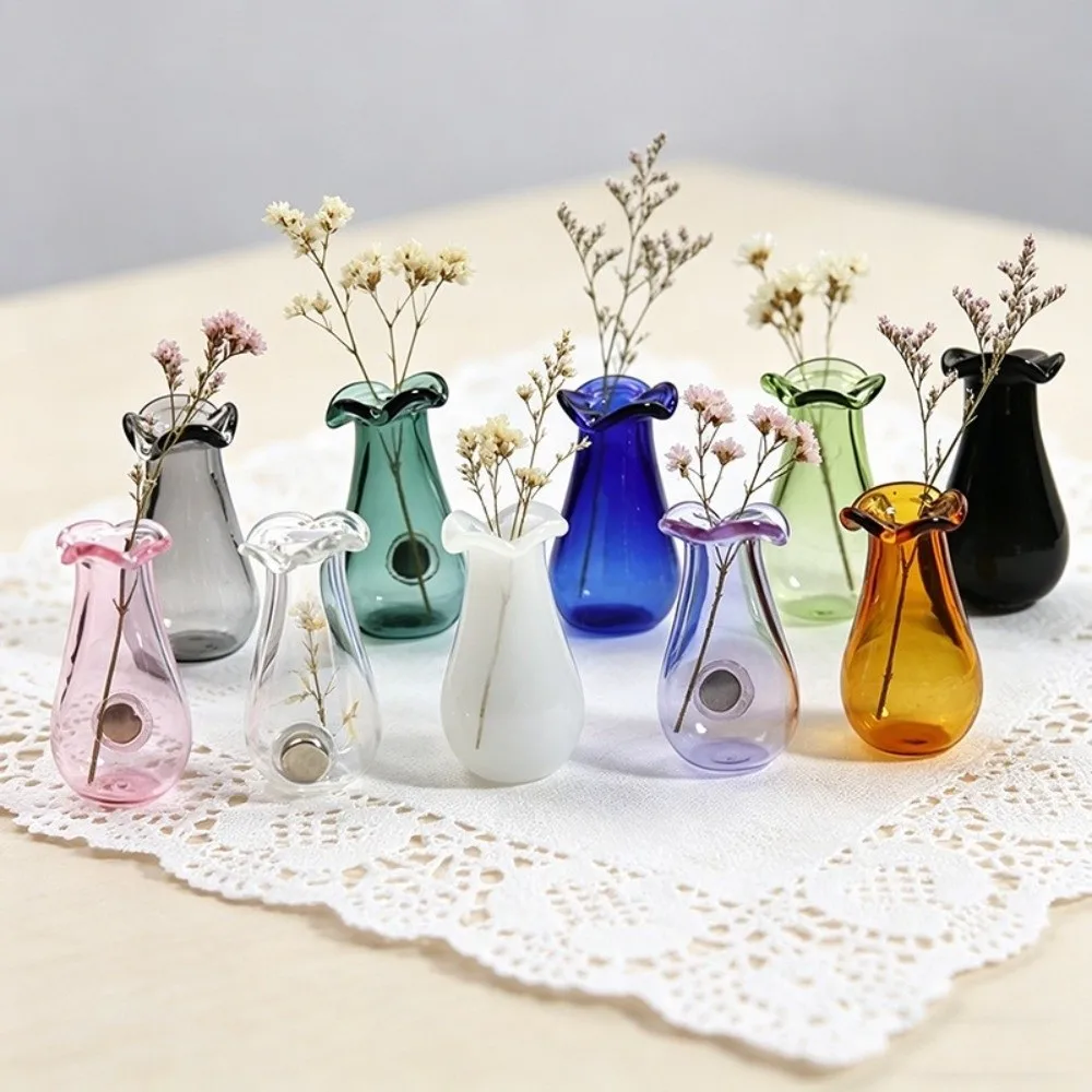 6Pcs DIY 3D Mini Vase Magnets Modern Artistic Hydroponic Plant Vase Exquisite Funny Plant Propagation Station Office Decoration