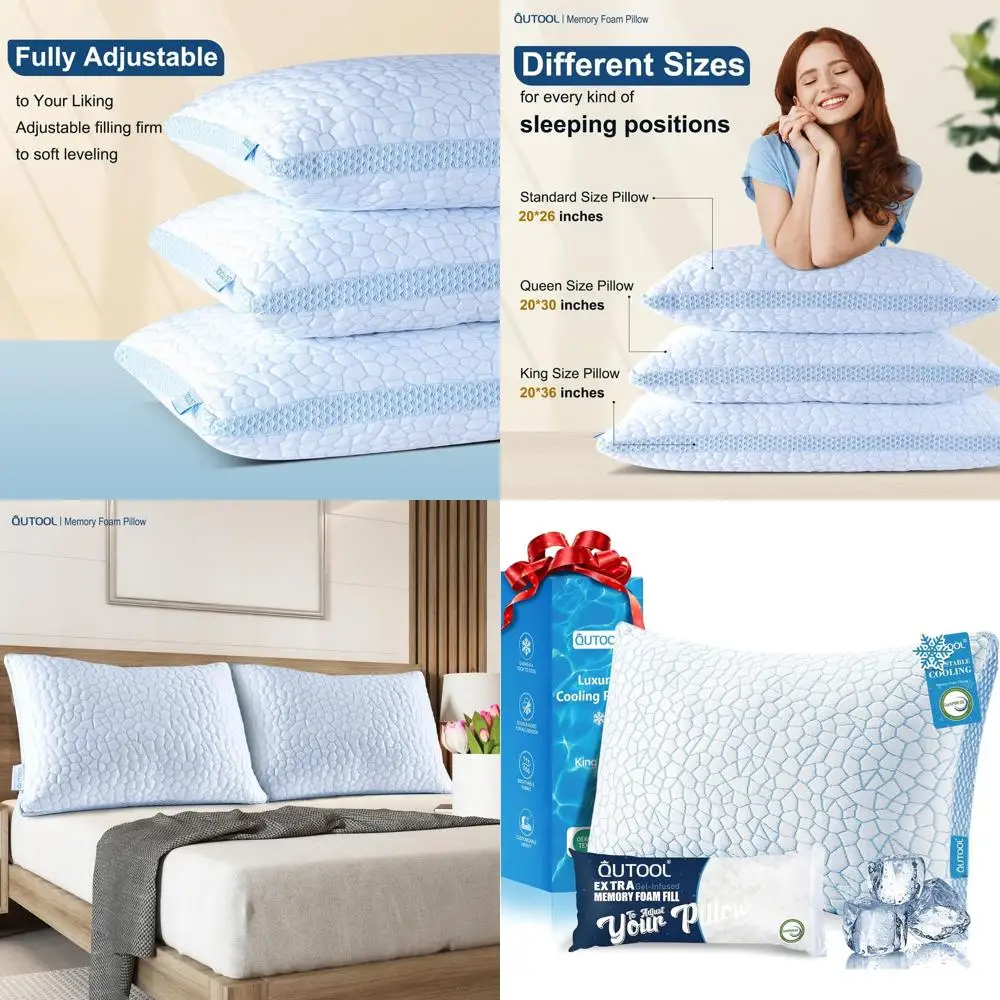 

King Size Cooling Gel Pillow, Ideal for Hot Sleepers, Memory Foam Support for Side and Back Sleepers, Perfect for Home Gifts
