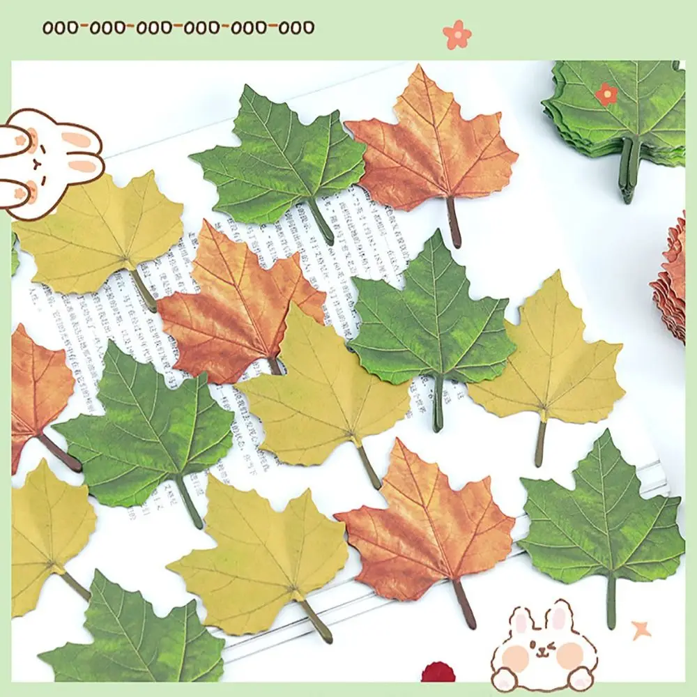 50 Sheets Cartoon Maple Leaves Sticky Notes Sticker Memo Pad Planner Tearable Note Paper Stationery Office Supplies