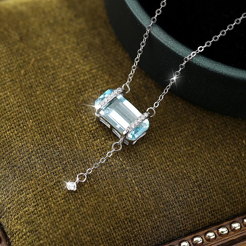 Chinese Style Lucky Blessing S925 Sterling Silver Necklace Natural Topaz Amethyst Citrine Ice Cut Gemstone Dainty Clavicle Chain