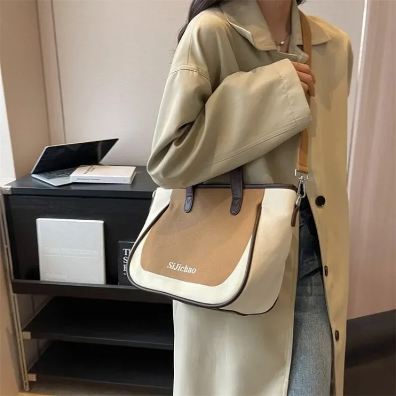 

Large Capacity Canvas Bag 2023 New Summer One Shoulder Crossbody Bags Cloth Portable Commuting Tote