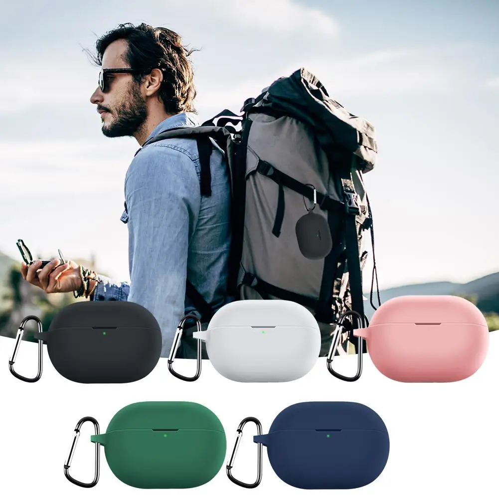 Solid Color Silicone Protective Cover for huawei Freebuds Pro Waterproof Earphone Case With Anti-lost Buckle Dropshipping K1G5