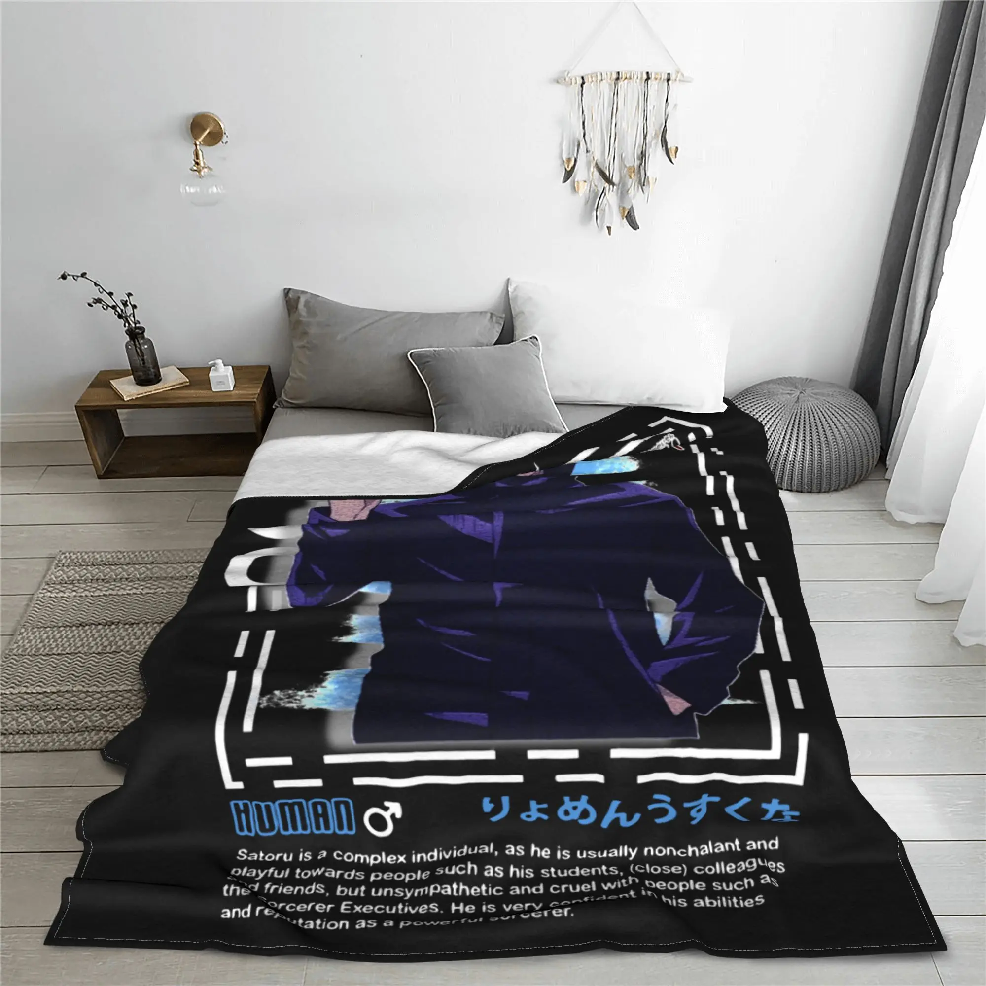 Jujutsu Kaisen Satoru Gojo Blanket Flannel Spring/Autumn Multifunction Super Warm Throw Blanket Sofa Outdoor Plush Thin Quilt