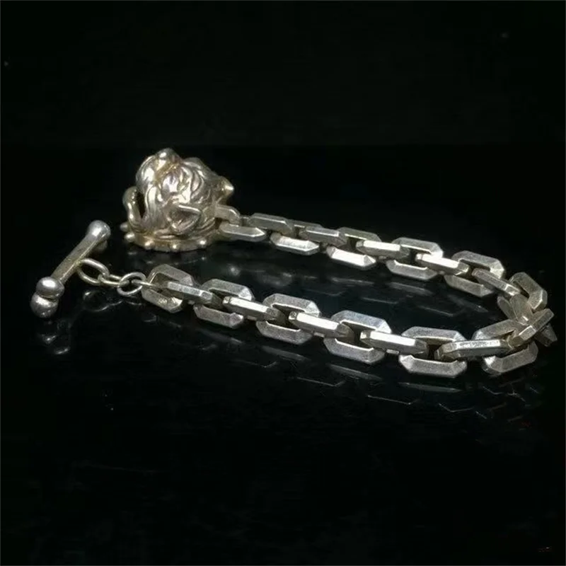 Jia Le/ Hand-made/ Old Tibetan Silver High Quality Zodiac Dog Head Chain Bracelet Men and Women Accessories Luxury Lucky Gift