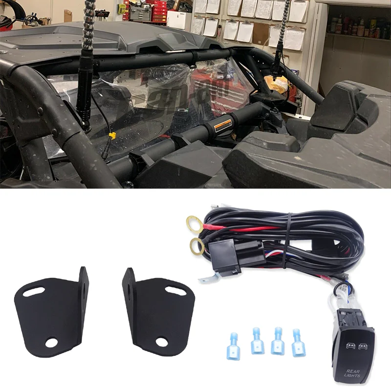 UTV Accessories For 2017-UP Can-am Maverick X3 Reverse Backup Light Upper B-Pillar Mount & Rocker Wire Kit With Switch