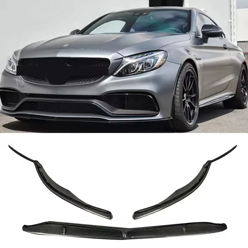 

W205 C63 Body Kit Accessories Carbon Fiber Fibre Front Lip Splitter Fits for Mercedes-Benz C Class W205 C63 2015-2021