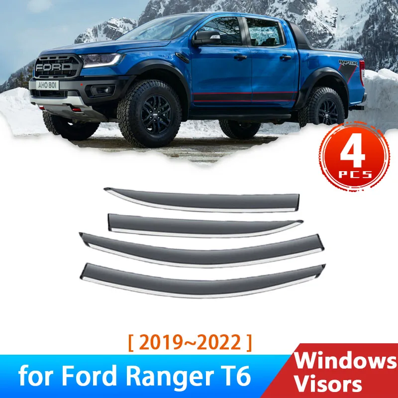 Deflektoren für Ford Ranger T6 P375 Arquus Trigger VT4 2019 ~ 2022 Zubehör Auto Seitenfenster Visiere Regen Augenbraue Wachen 2020 2021