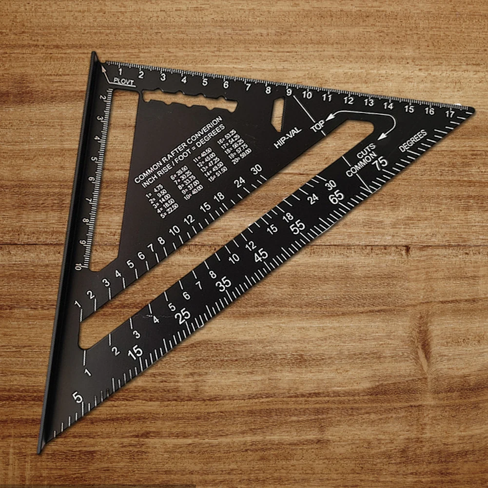 7 Inch Triangle Ruler Aluminum Alloy Measuring Square Ruler High Precision Metric Imperial Angle Ruler Wood Working Tools