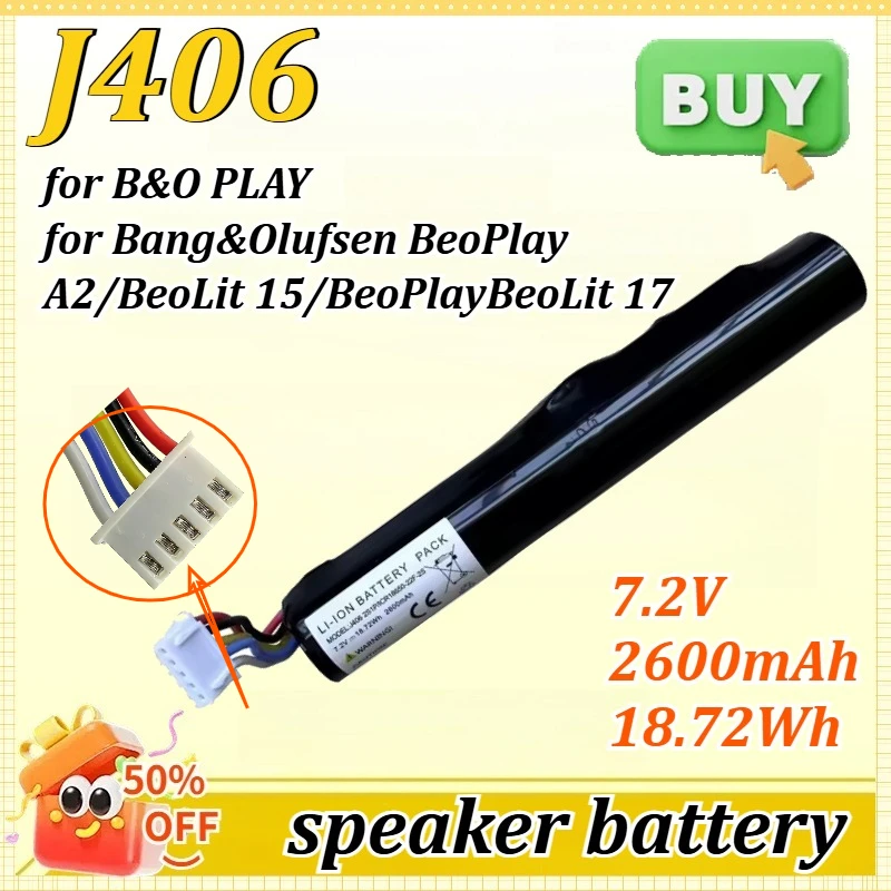 

J406 7.2V 2.6Ah 18.72Wh for B&O PLAY for Bang&Olufsen for BeoPlay A2/BeoLit 15/for BeoLit 17 Speaker Accumulator Lithium Battery