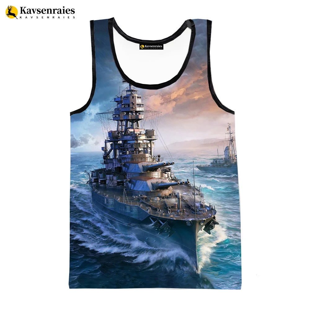 

2023 New Fashion Warship 3D Printed Tank Tops Men Summer Vest Women Casual Warship Sleeveless Shirts Streetwear Oversized Tops