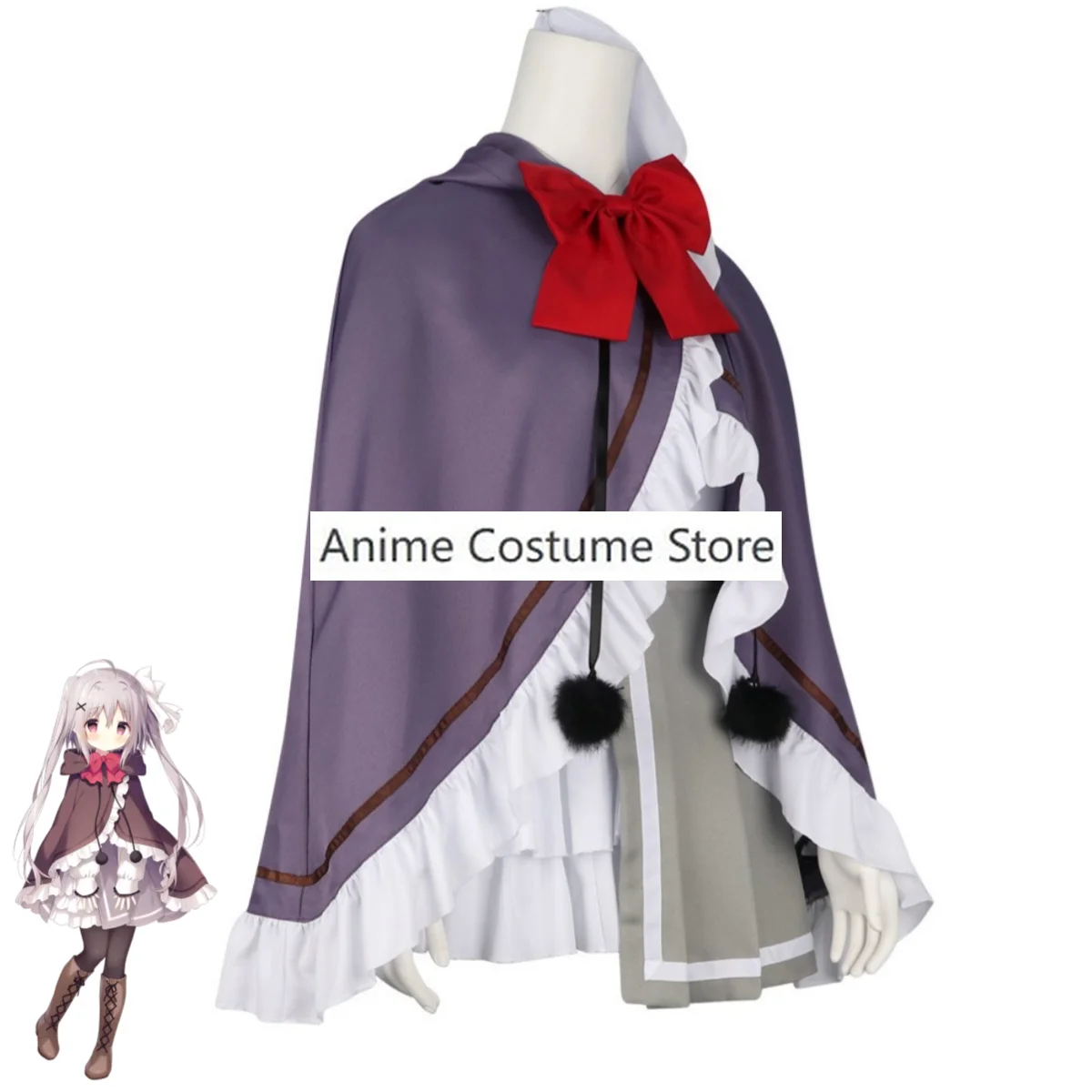 لعبة أنمي هوشيزورا تيتسودو إلى شيرو نو تابي نيري زي تنكري ، شال جميل تنورة وشعر مستعار للمرأة ، شعر مستعار